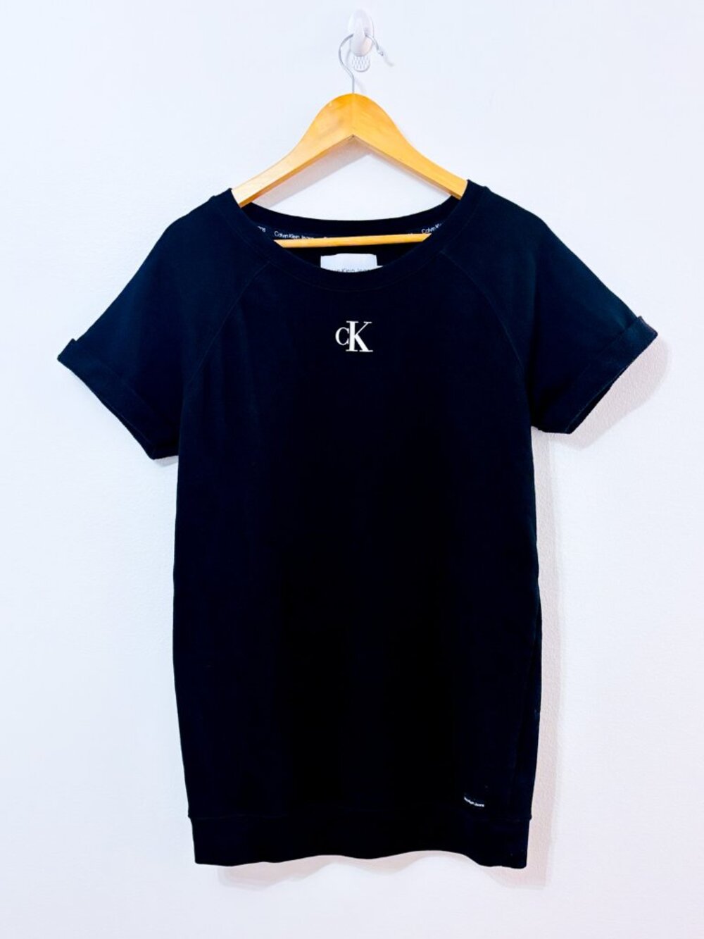 CALVIN KLEIN Black T-Shirt Dress | Logo Minimalist | Small